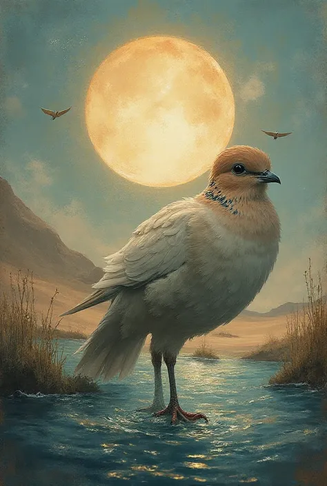 The heart is a dove of land filled with water
And you look .. 
and there is a shadow for him
And the shadow extends the beak to ...