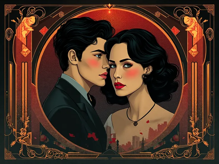 Cover of the book " The Beautiful and the Damned " by Francis Scott Fitzgerald. Art-deco style. Classic  Art
