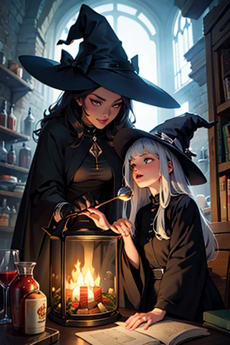 Black cat and witch,