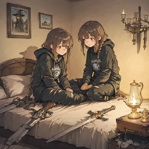 Ultra High Definition, FULL DETAILS, Photorealistic, anime style, Private room in an inn, Adventurers' Relaxation,  Girl Sitting...