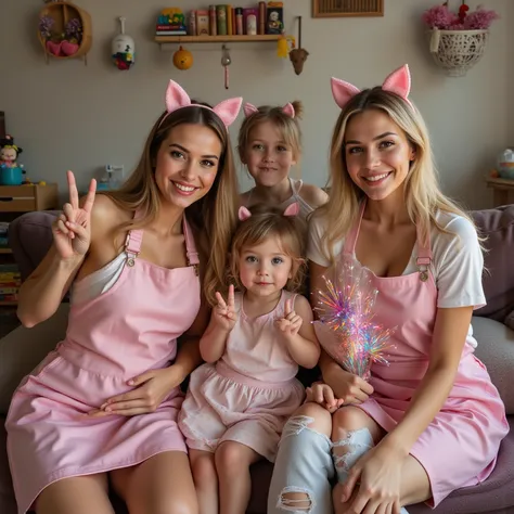  (This photo was taken (At a small nursery  school room for toddlers in L.A, USA, 4 European Scandinavian girl and a lots toddle...