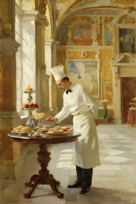 in style of Light tracing ，Antonin Callem，Invented soufflé、classic desserts such as charlotte cake， the father of modern French ...