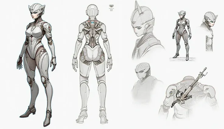 Character Concept Description

A humanoid cybernetic character designed with a sleek, futuristic aesthetic. The body structure i...