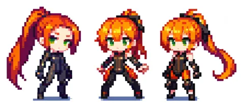 (Masterpiece:1.6、Highest quality)、pixel、pixel art、pixelart、
the very same person、character sheet、
(((3 poses)))、sequence frames、...
