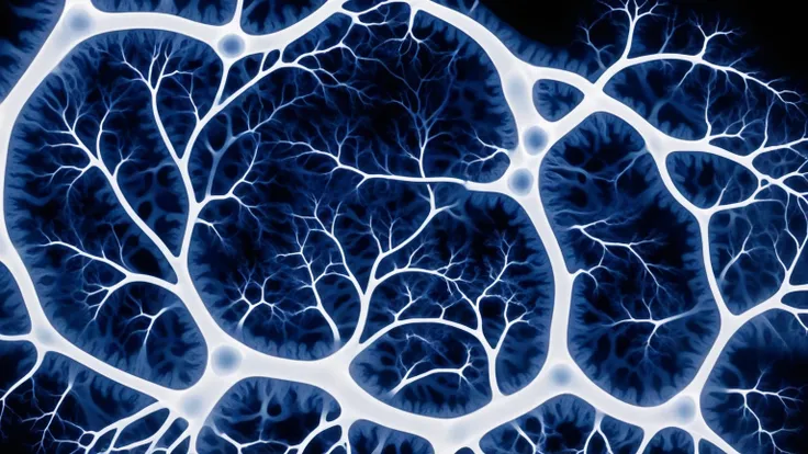 X-ray style image of calcium and phosphorus buildup in arteries due to milk overconsumption.