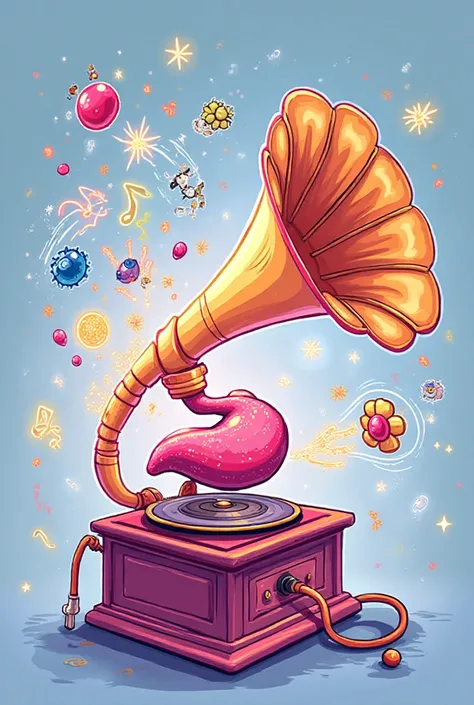 A cartoon-style, educational illustration of a pancreas clearly recognizable in its anatomical shape, creatively transformed int...