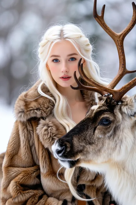 A close - up shot focuses on a beautiful young Asian woman with long, silvery - white hair (styled in a loose braid with some st...