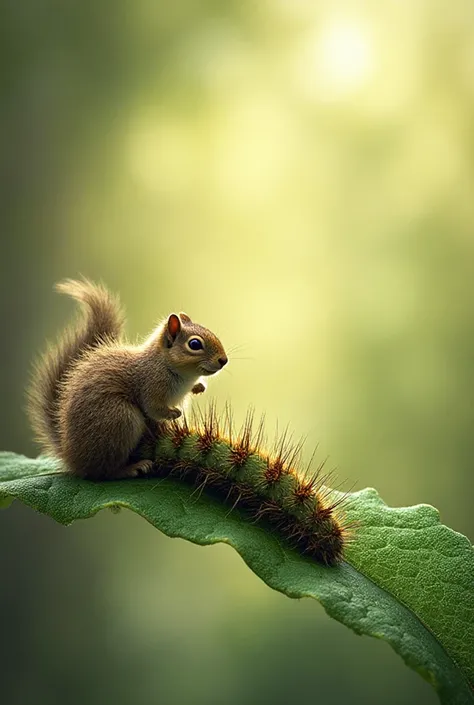 “One sunny morning, a little squirrel was leaping from branch to branch when he spotted a tiny caterpillar crawling slowly on a ...