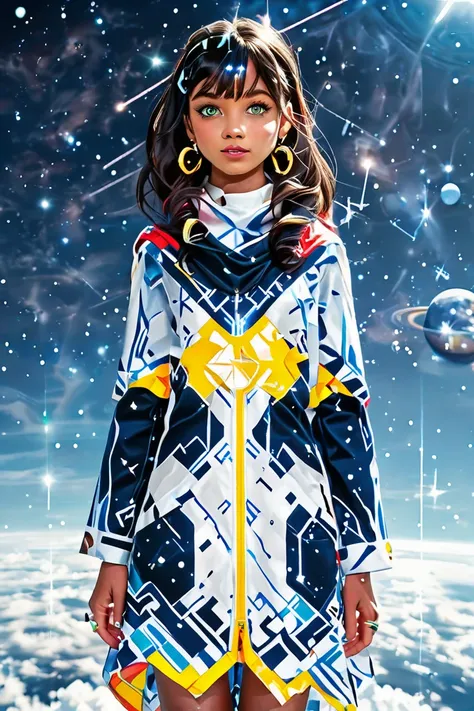 Masterpiece、Super Quality、8K resolution、Animation Style、Beautiful Girl Personifying Constellations、Milky Way Background、Glowing ...