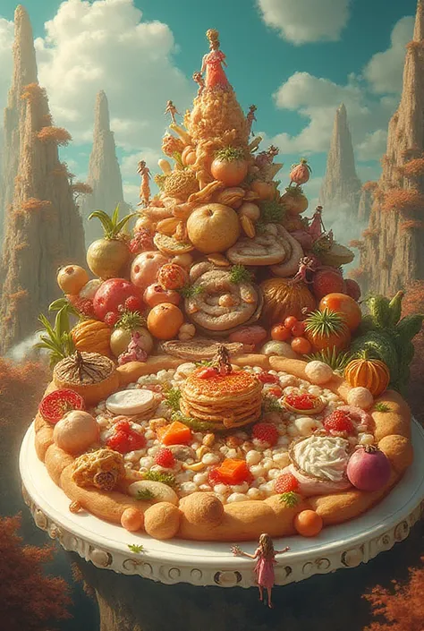 Place those same miniature women with a giant food plate