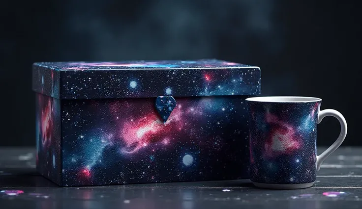 Nebula & Starship Patterned Tea Box，Nebula and Starship Patterned Mug，Computer desktop background