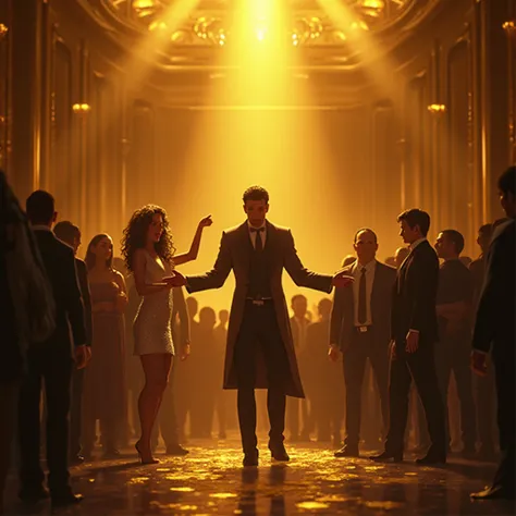 Anime-style thumbnail prompt — luxurious golden indoor background (no light blue sky), dramatic contrast, full HD, natural huma...