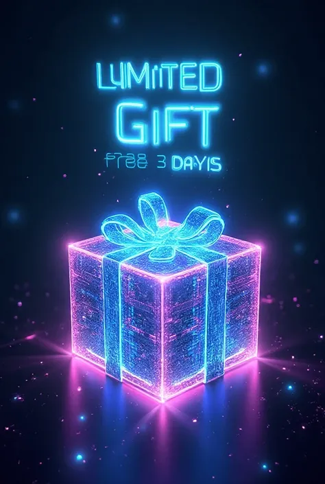 Superman and Batman in lA futuristic glowing holographic gift box, neon blue and purple edges, floating in the air. 
Digital cir...