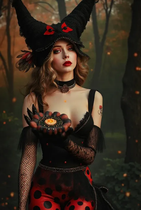 make him a sexy witch dressed as a lady bug and with a labuba in her hands