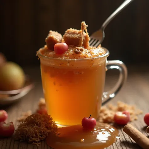 September – “Caramel Apple Cider Fair”

Shot 1 Image Prompt: A mug of spiced apple cider, topped with transparent golden-brown j...