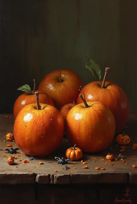 Paint a caramelized multi apple for Halloween