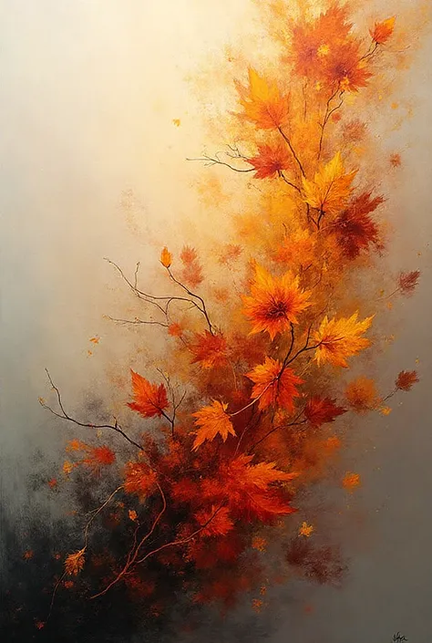 vertical autumnal abstract painting