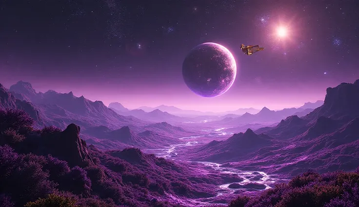 A hyper-realistic cinematic space scene designed as a YouTube thumbnail, ultra-detailed, sharp focus. Foreground: an alien exopl...