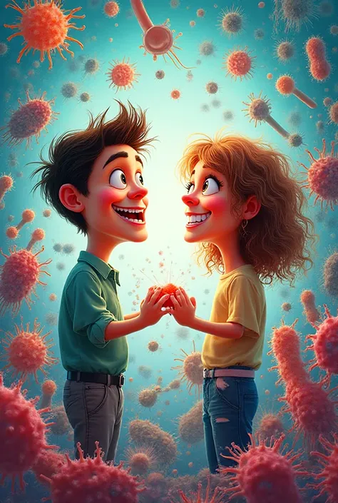 Dual profile picture for two people, with bacteria, funny