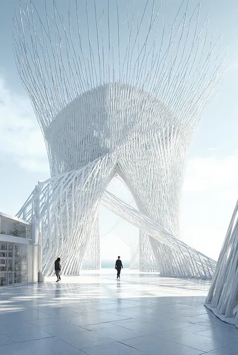 create an architectural pavilion with linked lines and linear layers