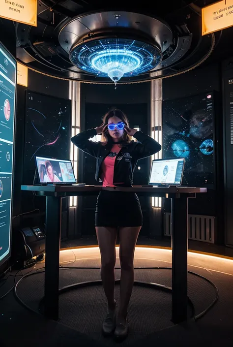 "Futuristic physics learning environment in digital world. Students and teachers perform as avatars in virtual classrooms floati...