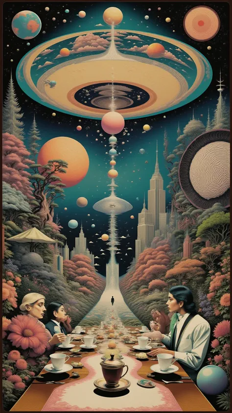 Everything is wrong in the world, Crazy Tea Party , The perspective is wrong, , Very unbalanced, psychedelic world, The time int...