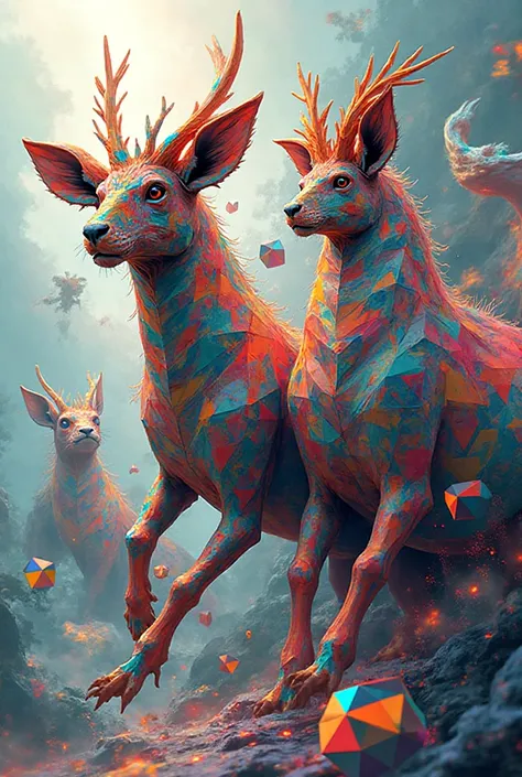Abstract geometric animals with colors