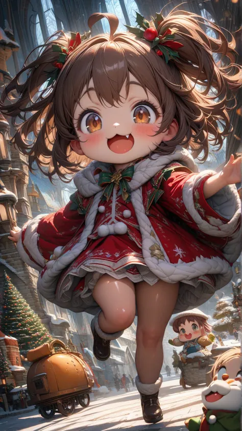 best quality, ultra detailed, hyper detailed, insanely detailed, beautiful, 8K, female child, delightful, ahoge, two side up, br...
