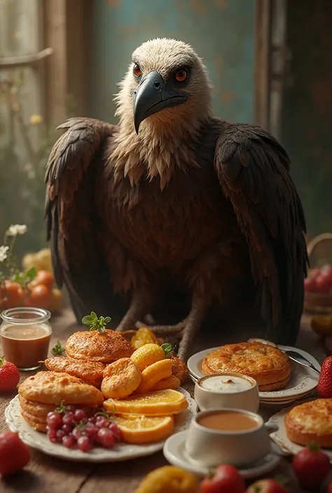 Vulture sitting on brunch. 