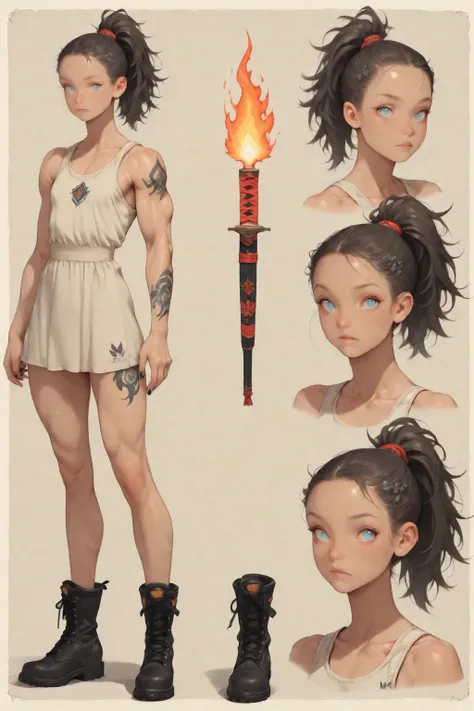 
((masterpiece)),(((best quality))),(character sheet, same character, front side, side, back side, head detail), 1 girl, full bo...