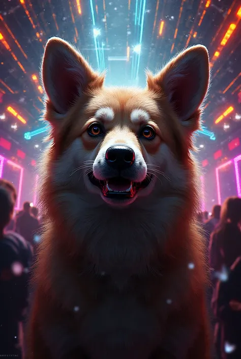 Man's face of a dog hot discotheque