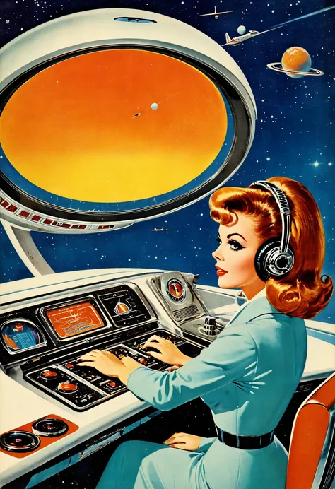 Retro futuristic, ((retro futurism)), ((Science fiction)), 1950s, (((1960s))), 1970s, DJ