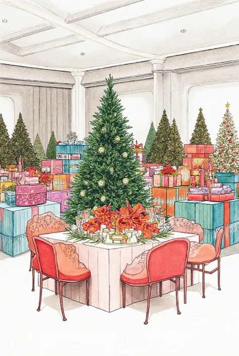 The Christmas Party will be held in a function hall decorated with a variety of 3D-shaped objects. These include a Christmas tre...
