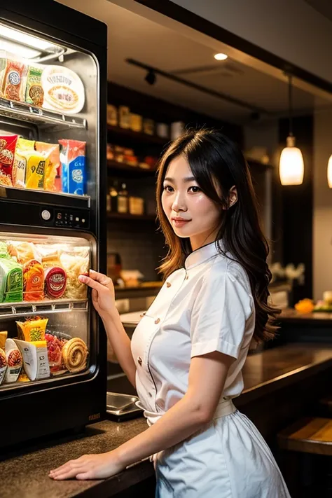 luxury portrait photography, Sony α quality, Beautiful Chinese woman with radiant skin, Highlights with long wavy hair, Delicate...