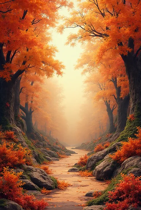 high quality, 8K Ultra HD, an image with all sorts of patterns in warm colors in the theme "autumn"
