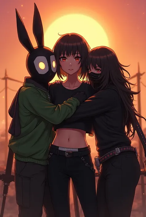 In the center is OC girl Natt, crop top American black, dynamic and atmospheric scene on base during sunset.
green SMP clothes/n...