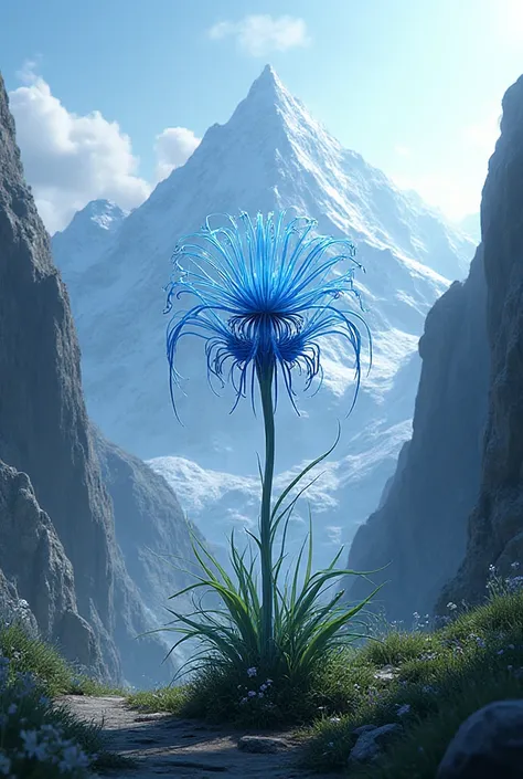 blue spider lily blooming in the mountains