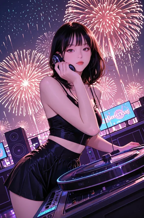 1 woman, eyes fully open, round eyes, round face, (three-quarter shot:1.2), wearing (skimpy:0.7) clothes, detailed background, a...