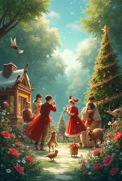 Generate a crazy image of the Christmas celebration held in May