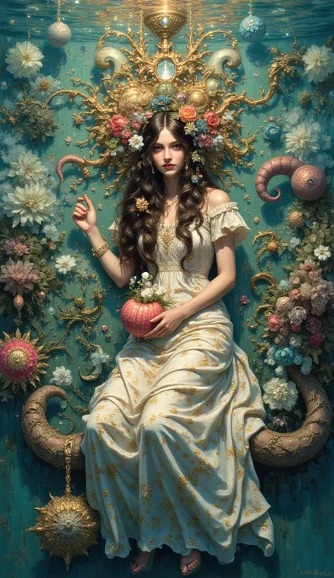 This is a digitally created surrealist oil painting. This highly detailed, realistic oil painting style, featuring strong brushs...