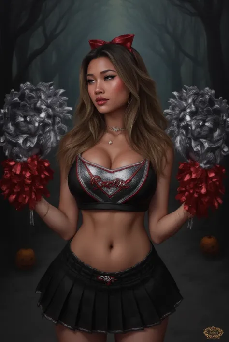 Rachie love in a scary but sexy halloween costume Cheerleader style