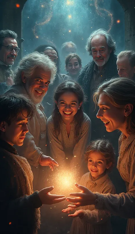 ２An image of famous men and women casting love magic with their smiles and humor、4k、Mysterious