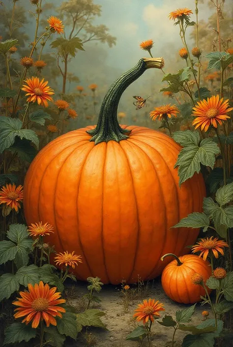 In the garden of pumpkins
Grown just between flowers.
Round, handsome , like a ball,
Orange in the corner.

Says the sun: “World...