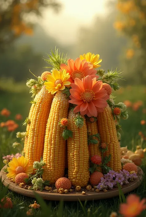 Corn for the cake with more Christiane on top
