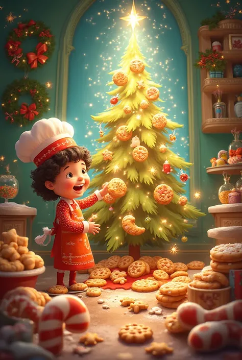 Children's chef, Christmas tree, cookies, Christmas wreaths, new, Christmas canes , nombre cookies mágica navidad