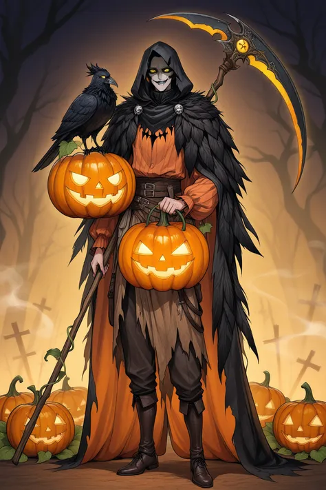 sculpted with a smiling face, masterpiece after sex, quality best,  8,000, super detailed, Halloween Scarecrow Guardian, The bod...