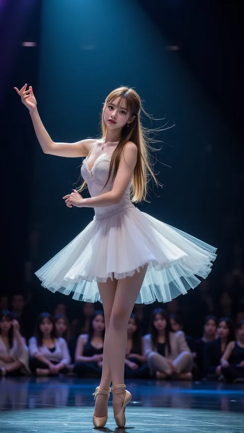 the moment when she performs a long blond Japanese ballerina performing、the moment she perfectly performs a Vettern on stage。her...