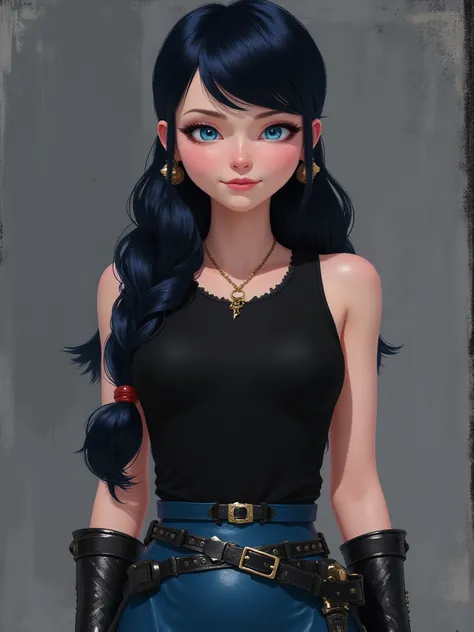 stylized illustration, brush strokes, sr3fmj, marinette Dopanchan, A very beautiful and cute 22 year old woman with a slight smi...