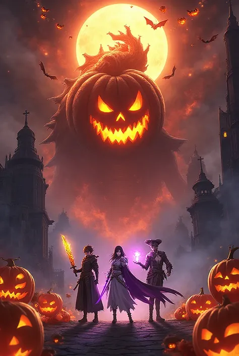 Anime fantasy artwork in the style of Dragon Nest Rebirth of Legend — Halloween theme. A huge Pumpkin Dragon made of molten pump...