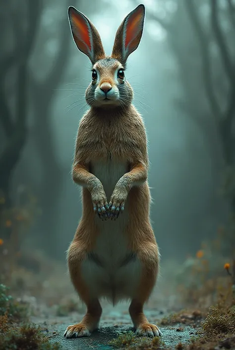Make the hare look like it's standing like a human, under the influence of salts/drugs